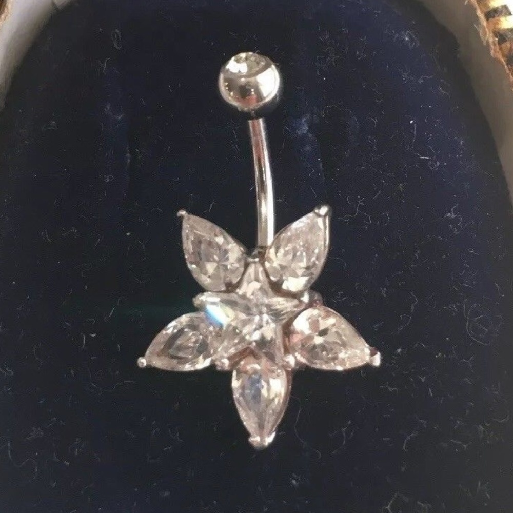 Crystal Flower Surgical Steel Navel Belly Button